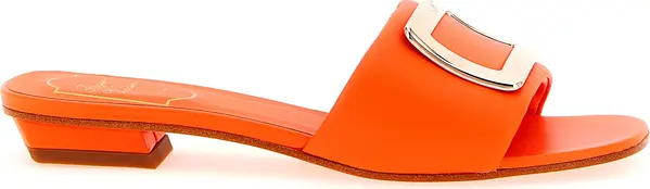 Orange Lamb Leather Mid Heel Pumps