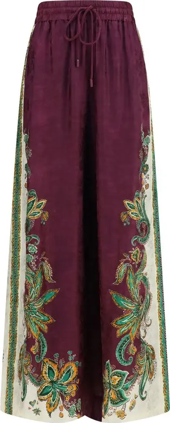 Purple Viscose Casual Pants
