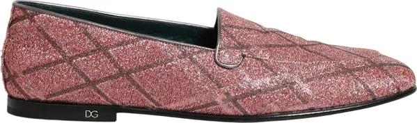 Pink Check Glitter Lurex Logo Loafers Shoes