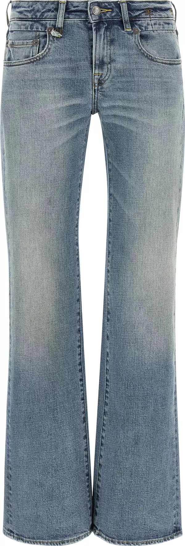 Blue Cotton Flared Jeans