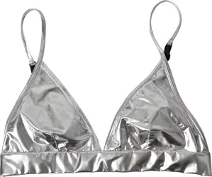 Silver Polyester Sleeveless Bustier Crop Top