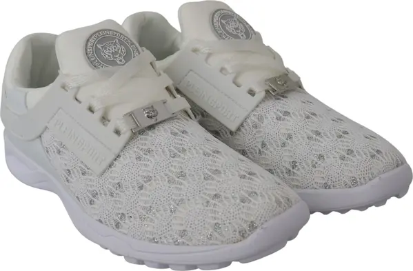 White Polyester Runner Beth Sneakers Shoes