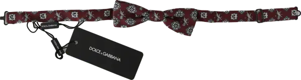 Men Bordeaux Maroon Lion Silk Adjustable Neck Bow Tie