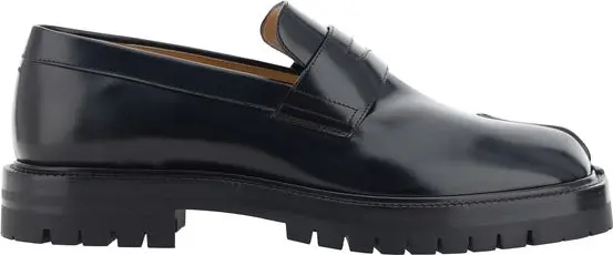 Black Calf Leather Bos Taurus Slip-On Loafers