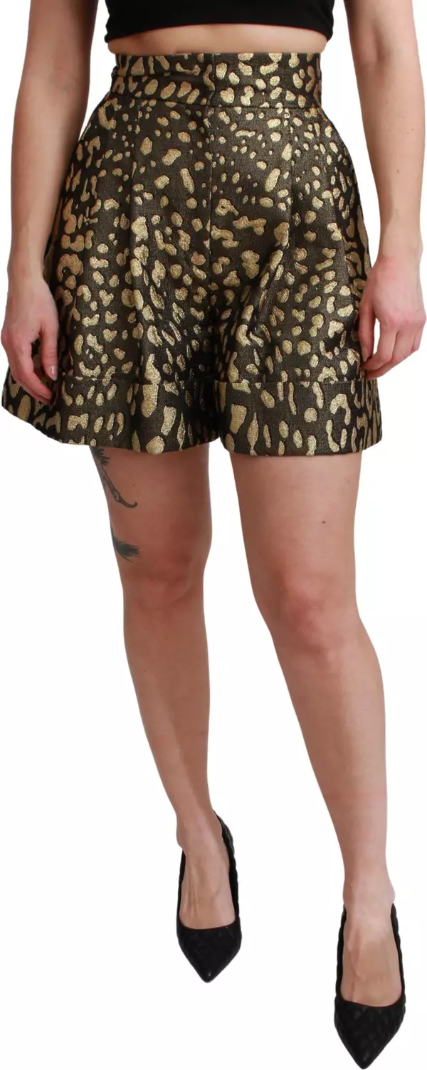 Black Gold High Waist Mini Cotton Shorts