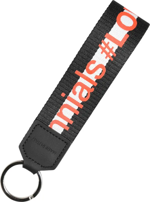 Black Logo Polyester Silver Brass Holder Keychain Keyring