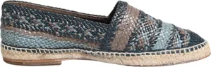 Blue Gray Woven Leather Buffalo Espadrille Shoes