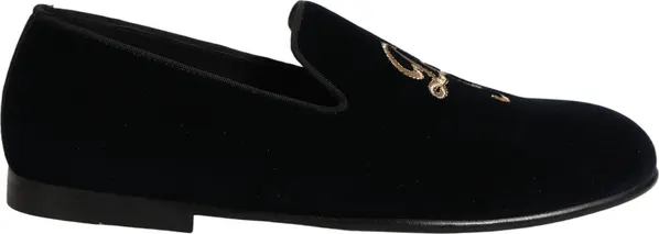 Black Suede DG Logo Slippers Men Loafers Shoes