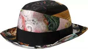 Multicolor Patchwork Women Fedora Wide Brim Hat