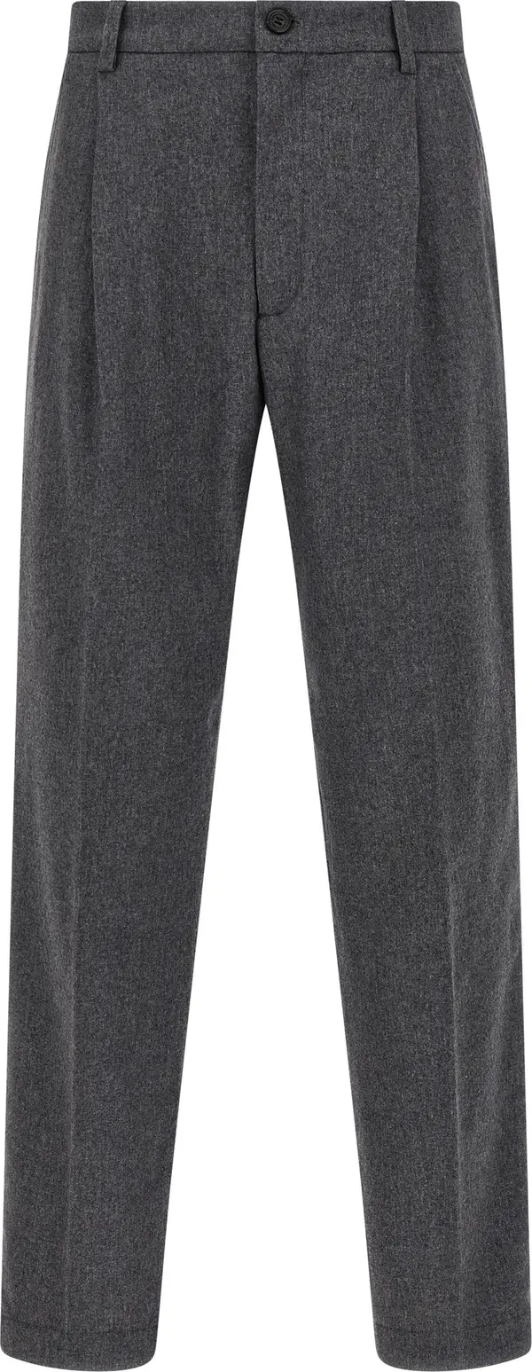 Gray Wool Casual Pants