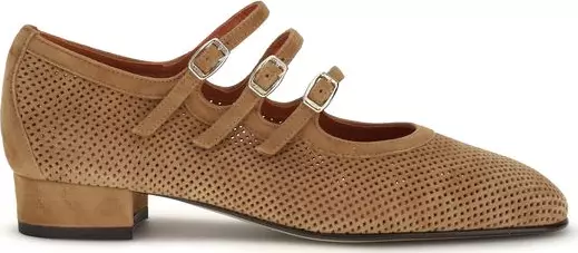 Beige Calf Leather Bos Taurus Ballet Flats