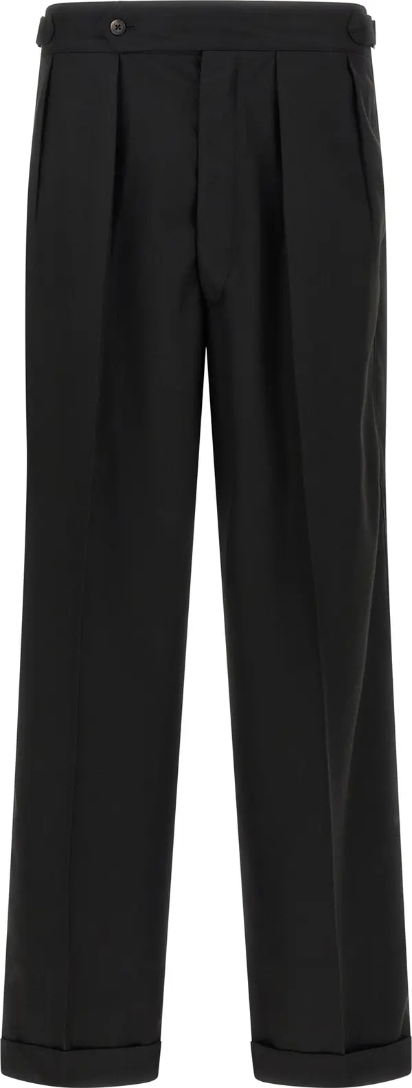Black Polyester Casual Pants