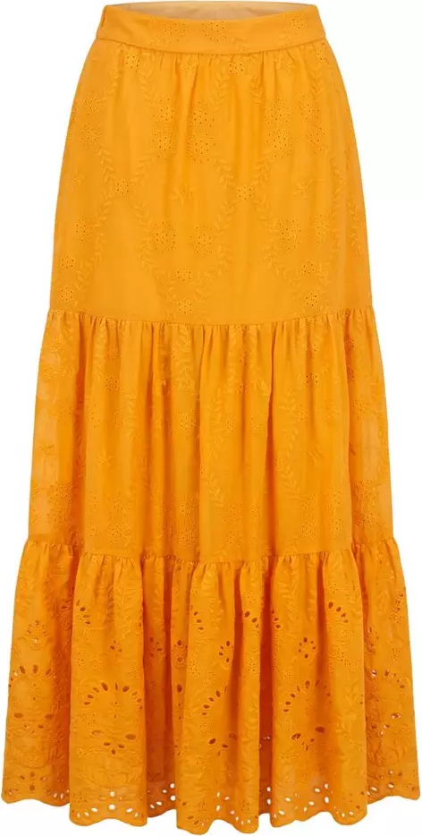 Orange Polyester Women's Skirt