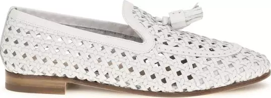 White Calf Leather Bos Taurus Slip-On Loafers