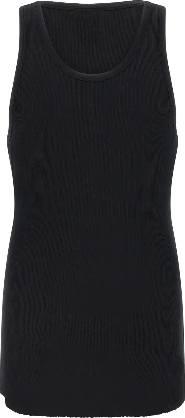 Black Cotton Sleeveles T-Shirt