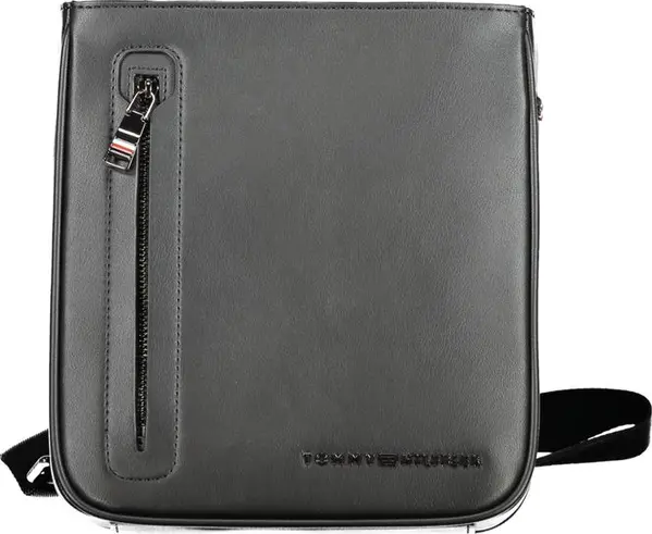 Black Polyurethane Men's Shoulder Bag