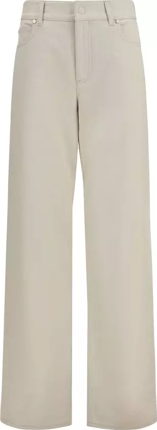 Beige Cotton Straight-Leg Jeans