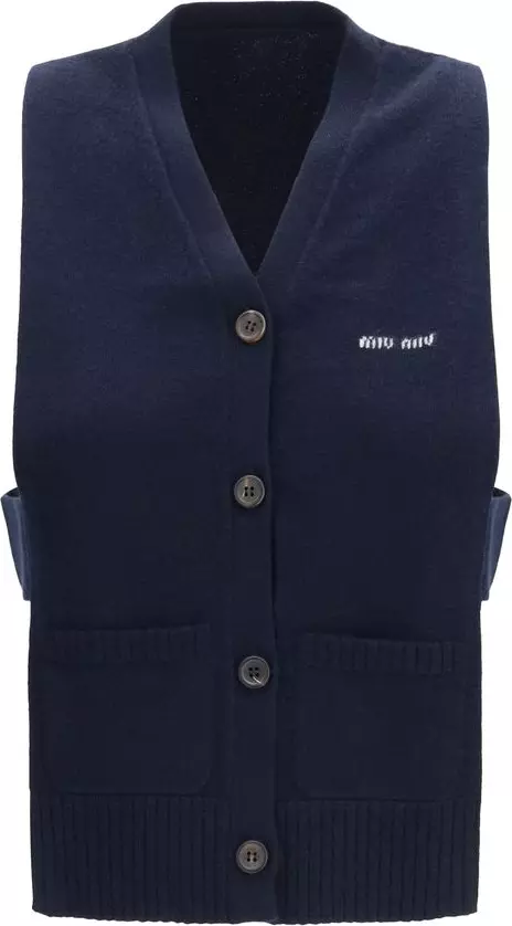 Blue Cashmere Sleeveles Sweater
