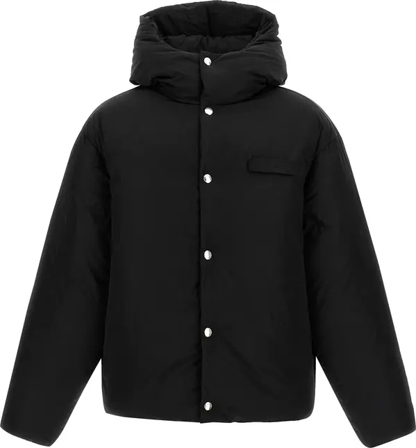 Black Polyamide Full-Length Jacket