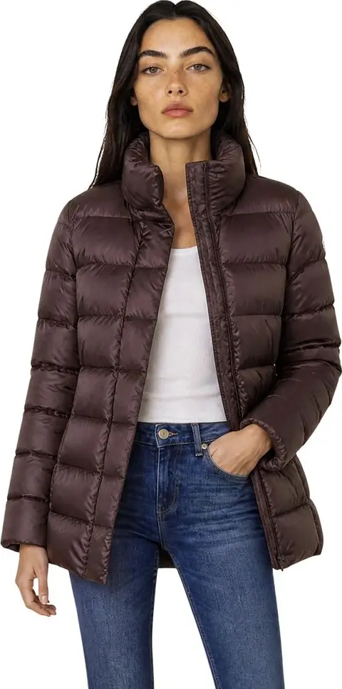 Brown Polyamide Full-Length Jacket