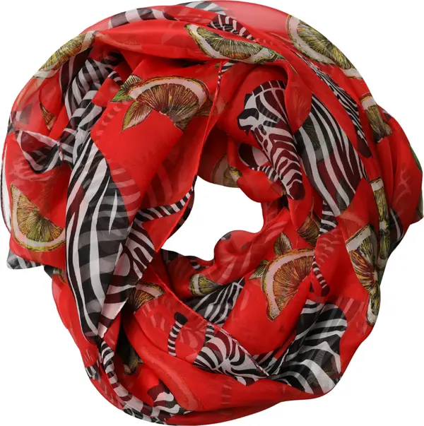 Red Zebra Print Silk Wrap Shawl Stole 200cm x 132cm Scarf