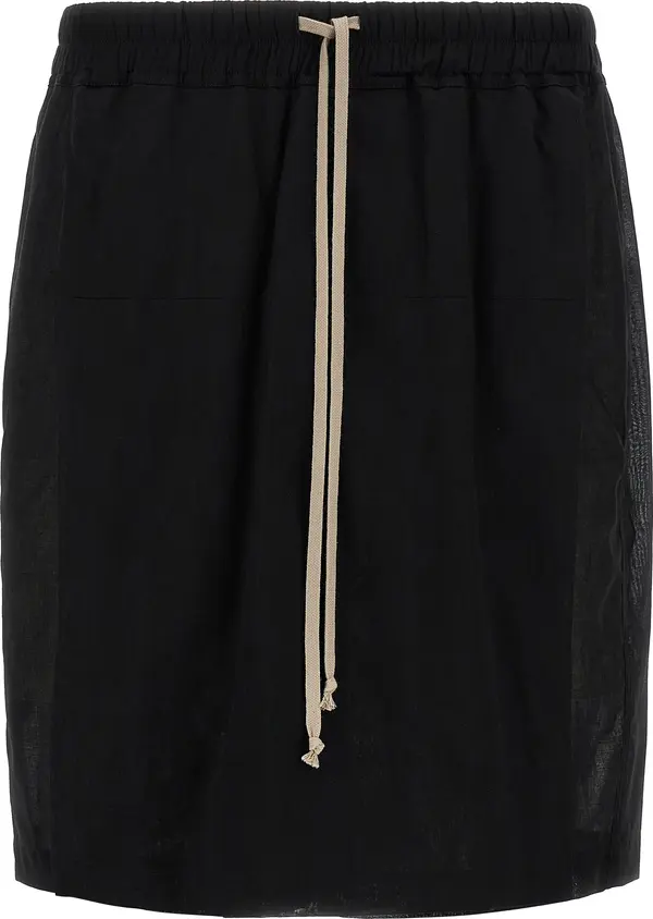 Black Cotton Bermuda Shorts
