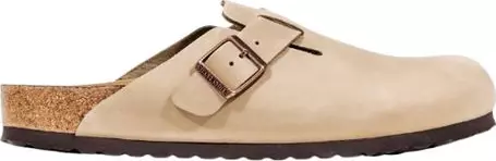 Beige Leather Clogs
