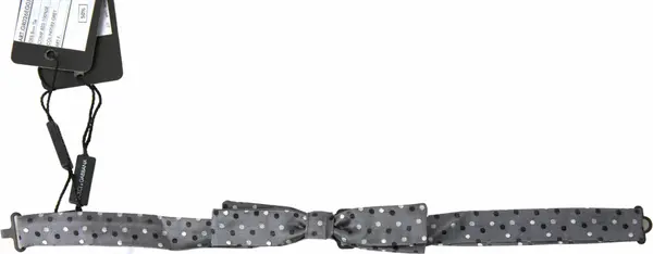 Gray Polka Dot Silk Adjustable Men Neck Papillon Bow Tie