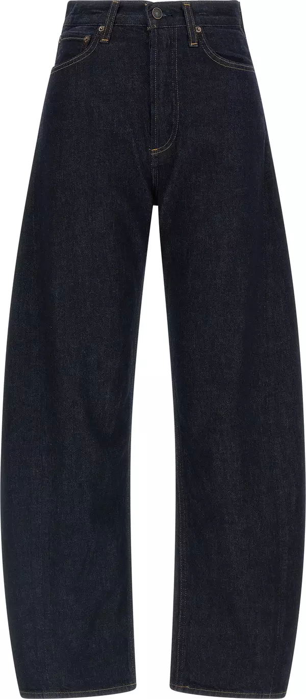 Blue Cotton High-Waisted Jean