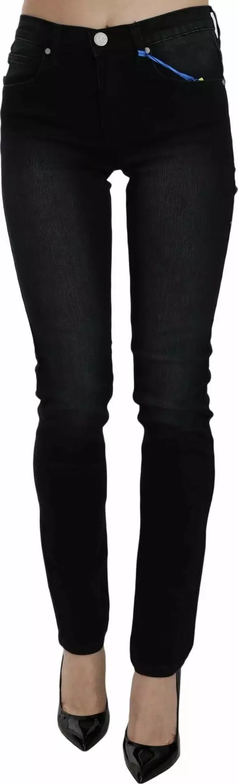 Dark Black Dora Slim Fit Denim Pants