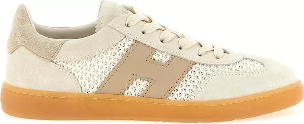 Beige Cotton Low Top Sneakers