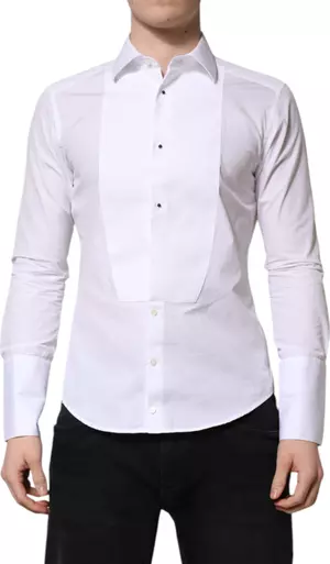 White GOLD Long Sleeve Dress Men Formal Shirt