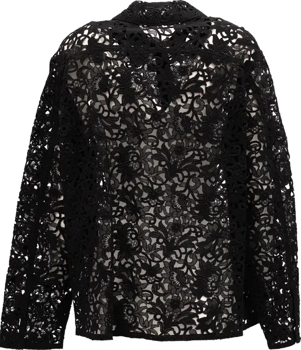 Black Floral Lace Shirt