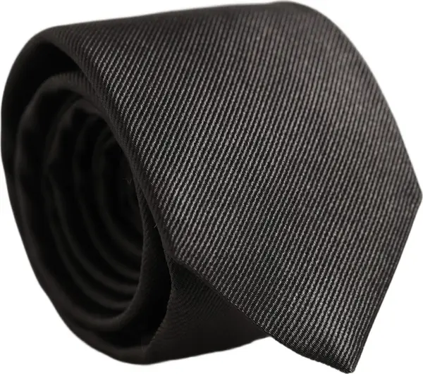 Men Dark Gray Silk Classic Adjustable Tied Necktie Tie