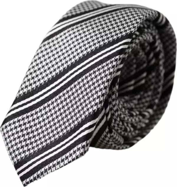 Dark Gray White Stripes Silk Adjustable Tie