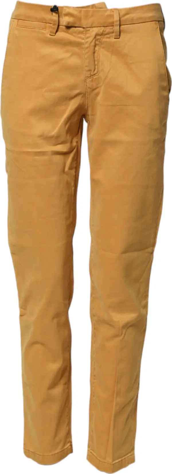 Beige Tapered Mid Waist Chino Casual Trouser Pants