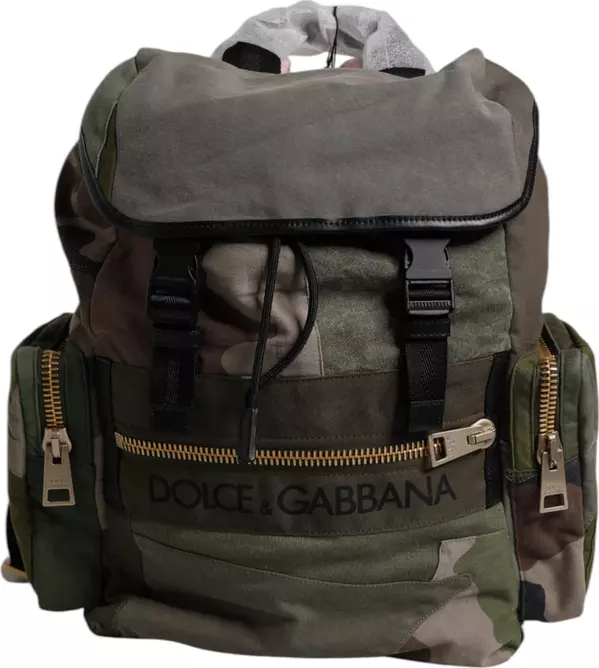 Military Green Patchwork School Backpack Bag