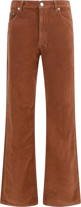 Brown Cotton Casual Pants