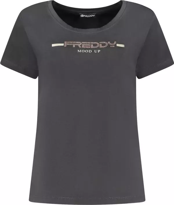 Black Cotton Women T-Shirt