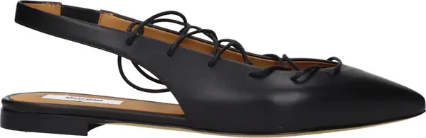 Black Leather Flats