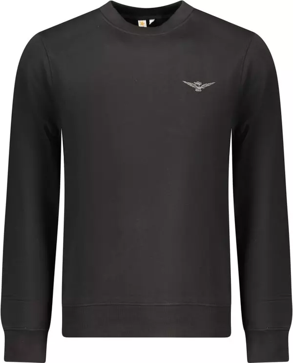 Black Cotton Men Sweatshirt