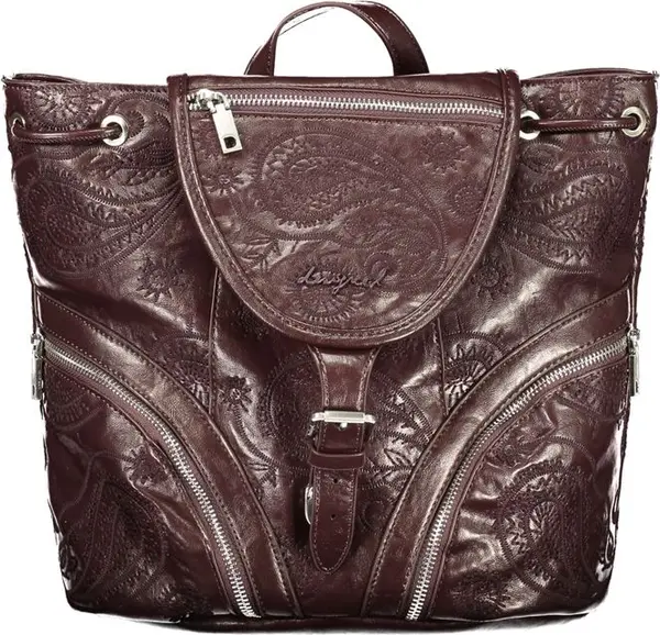 Brown Polyurethane Women's Backpack