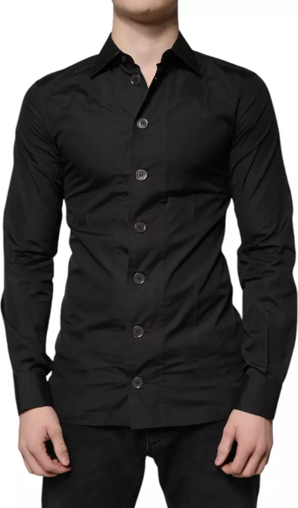 Black Cotton Formal Long Sleeves Dress Shirt