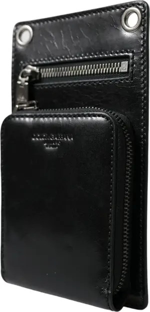 Wallet Black Horse Leather Zip Logo Cross Body Phone Slot