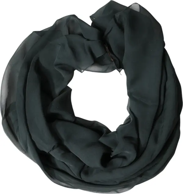 Dark Green Silk Neck Wrap Foulard  Scarf