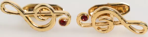 Gold Musical Note Metal Brass Pin Men Accessory Cufflinks
