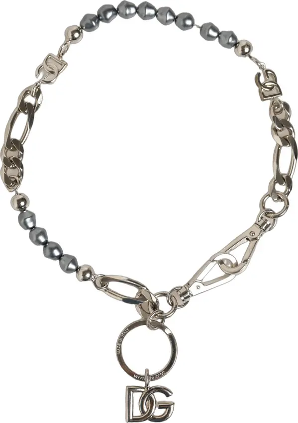 Silver Tone Chain Signature DG Logo Pendant Necklace