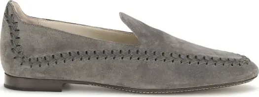 Gray Calf Leather Bos Taurus Slip-On Loafers