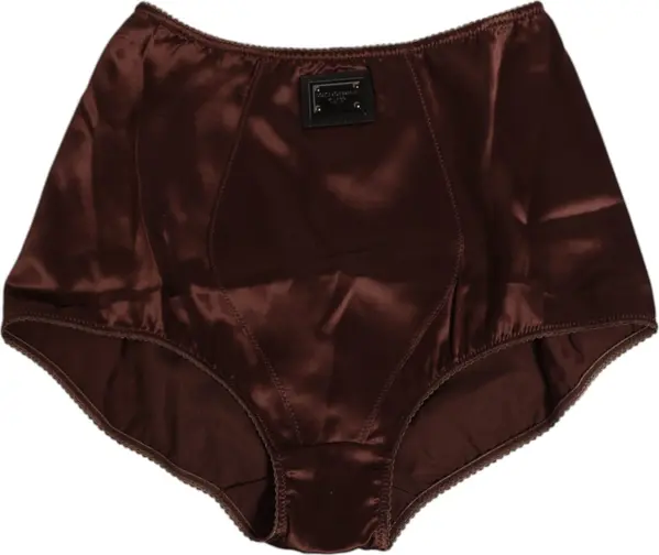 Brown Silk Stretch High Waist Girdle Underwear