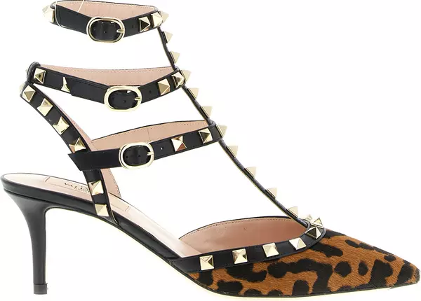 Multicolor Calfskin Mid Heel Pumps